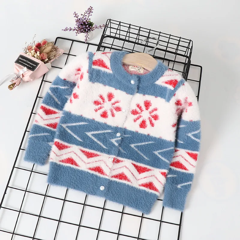 BOY'S GIRL'S Sweater New Style Western Style CHILDREN'S Cardigan Mink Cashmere Knitted Autumn And Winter Children Thick Coa