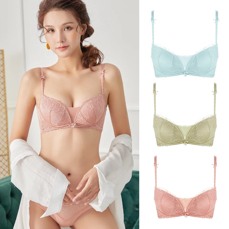 Новинка, кружевной бюстгальтер, нижнее белье для девочек, без стальных колец, бюстгальтер со средними чашечками