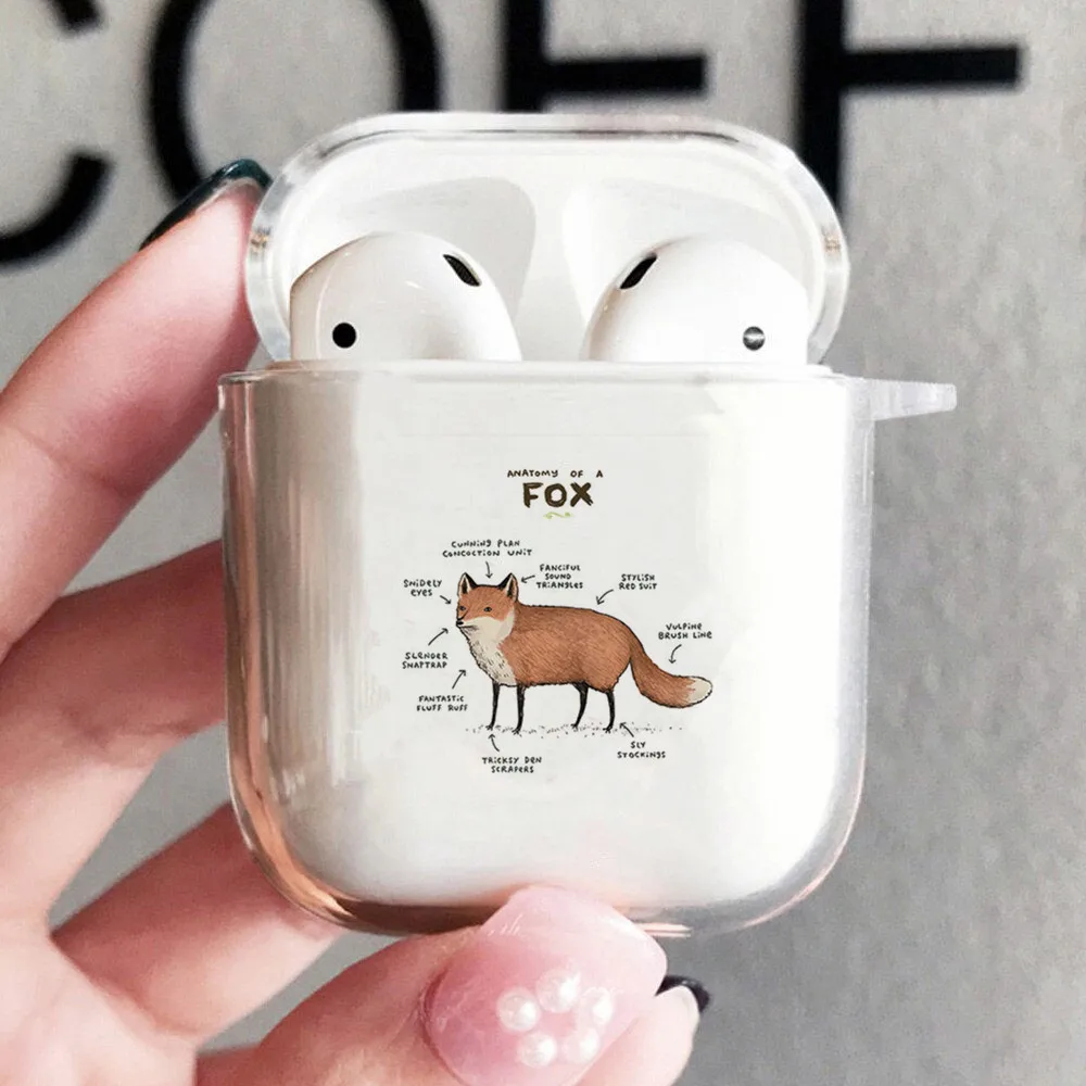 Чехол из ТПУ с забавной анатомией и принтом лисы для AirPods 1 2 беспроводной чехол