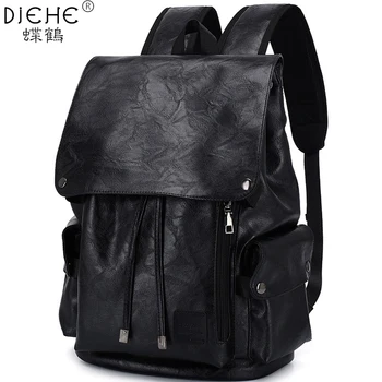 

Male Leather Fashion Trend Youth Leisure Travel Computer Bag Student School Backpack Boys Girls Brand Large Computer Laptop Bags