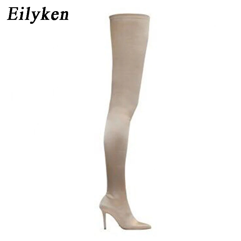 Eilyken/; ботфорты выше колена; эластичные сапоги; Mujer; пикантные сапоги до колена на высоком каблуке; пикантные сапоги-носки для ночного клуба; Новинка