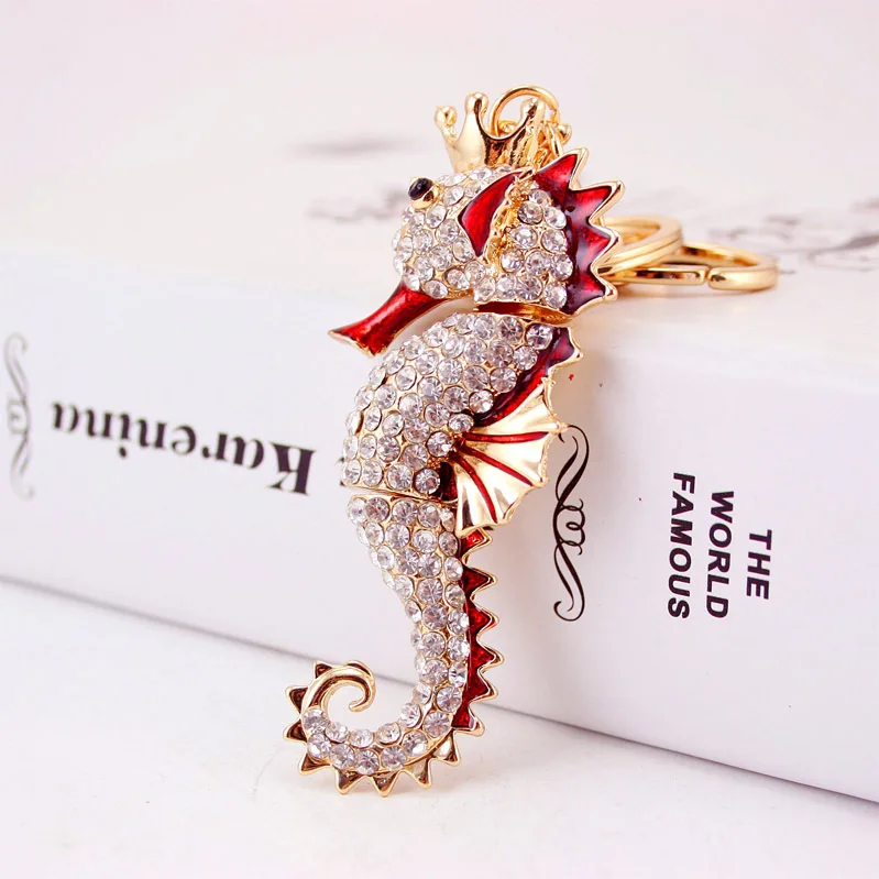 Брелки с эмалированным кристаллом в виде морского конька|bag pendant|pendant for car keyskeyring