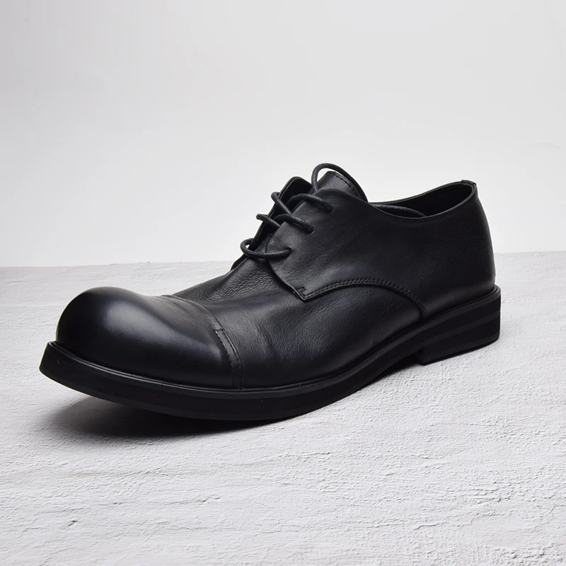 Autumn winter leather low help men's big shoes scalp shoes round head thick bottom soft leather retro shoes hairdresser Autumn winter leather low help men's big shoes scalp shoes round head thick bottom soft leather retro shoes hairdresser