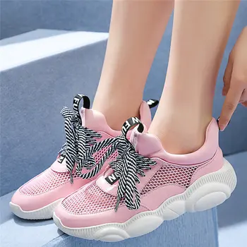 

Breathable Tennis Shoes Women Cow Leather Platform Wedges Punk Party Pumps Low Top Round Toe Walking Oxfords Summer Casual Shoes
