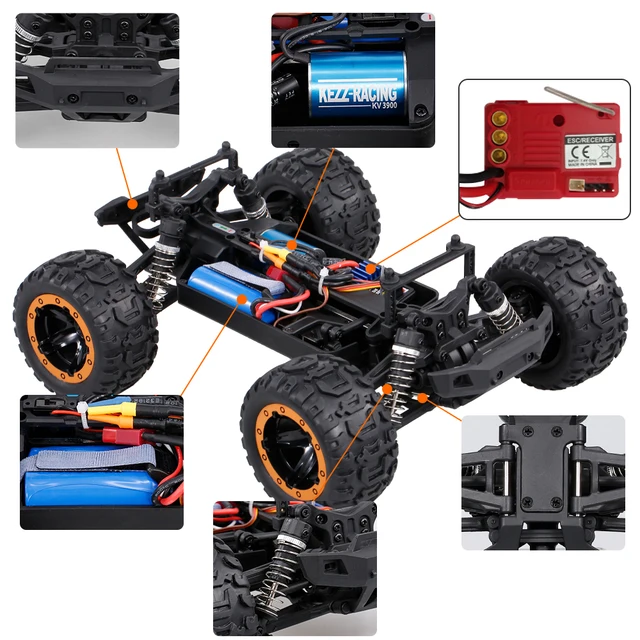 Linxtech 16889A 1/16 RC Car 45km/h High Speed Brushless Motor 4WD RC Race Truck Car Big Foot Off Road Car Toy for Adult Kids 6