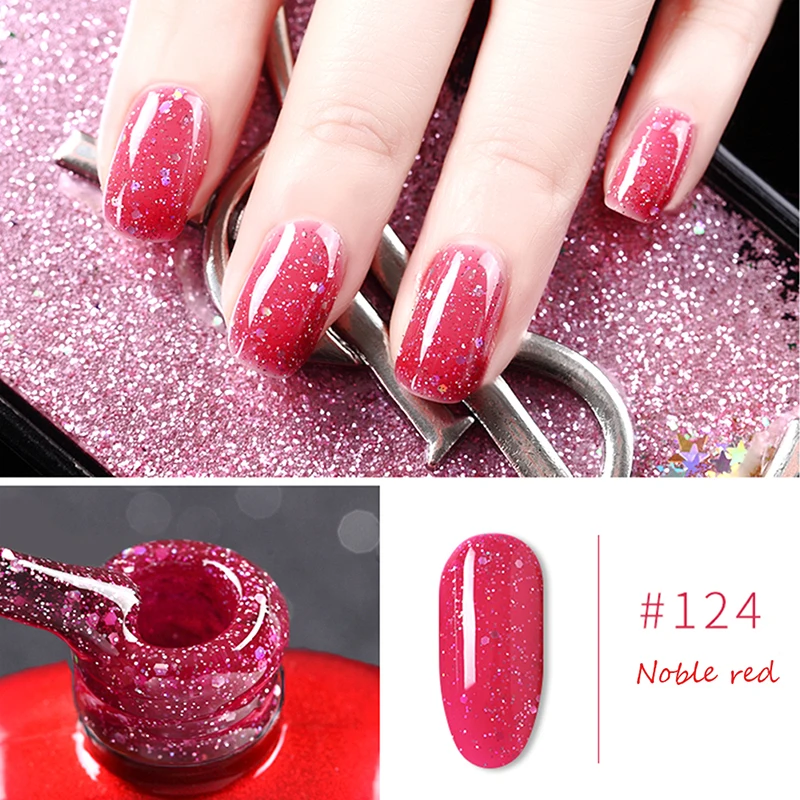 SYP10-124 6 Colours Red Series Nail Polish 5ml Soak Off UV Gel Polish Glue Lacquer Manicure Art Varnish Tool Gel Polish Colour Base Coat - Цвет: SYP10-124