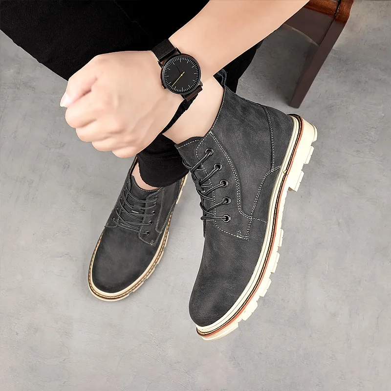 

Autumn And Winter New Style Workwear Shoe plus Cotton Men's Martin Boots Hong Kong Style Trendy Shoes Casual Men's Boot Retro Ve