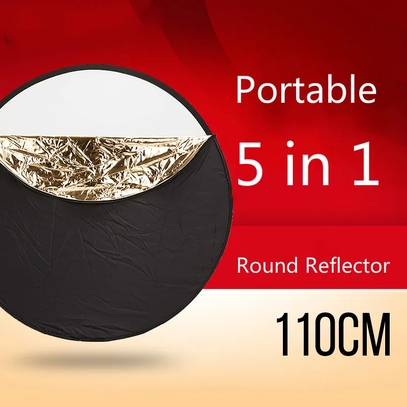 BEIYANG 5 in 1 Portable Collapsible Light Round Photography Reflector 110cm Multi Handheld Photograph Studio Light Reflector