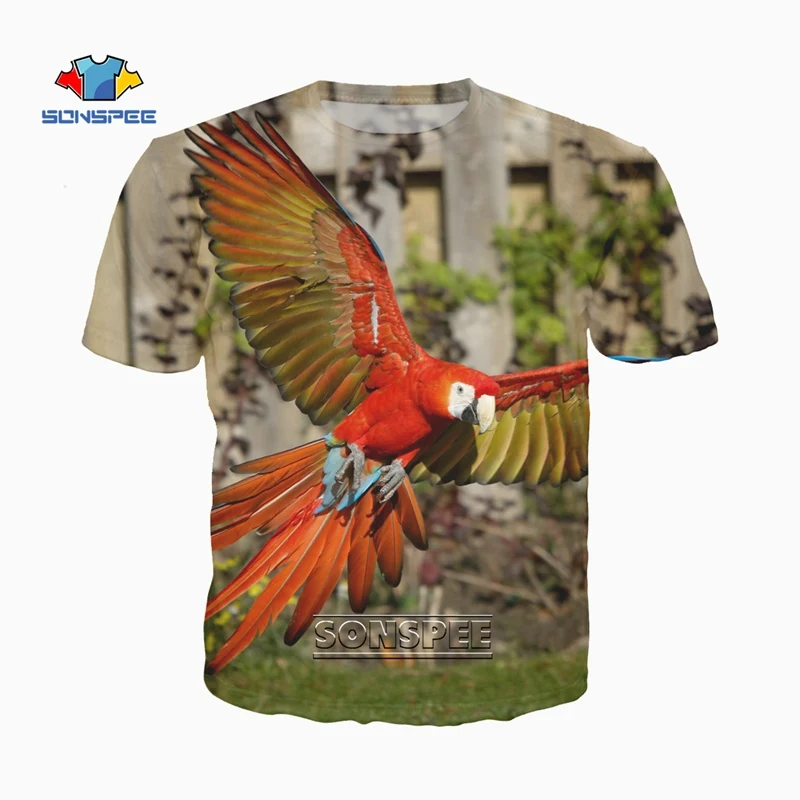 

SONSPEE 3D Animal Print Parrot T-shirts Women O-neck Casual Harajuku Style T Shirt Streetwear Pullover Men Tops Tees Shirts