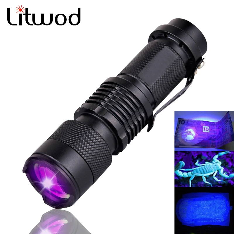 flashtorch mini UV Light Mini Penlight Q5 LED Flashlight Torch Waterproof 3 Modes Zoomable Adjustable Focus Lantern Portable Bulbs Litwod SK68 powerful rechargeable torch