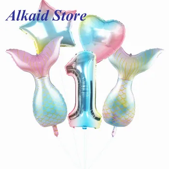 

Mermaid Party Balloons set Number Foil Balloon Kids Birthday Party supplies wedding Decorations Baby Shower Decor Helium Globos
