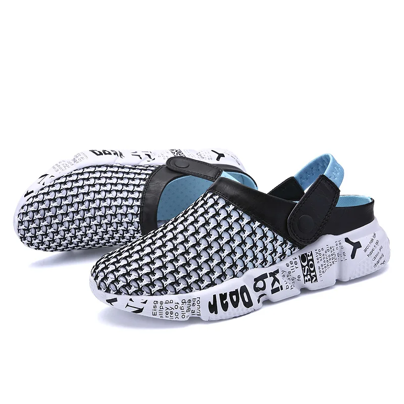 

2019 New Plus Size 39-46 Men Sandals Summer Breathable Air Mesh Men Lighted Slippers Outdoor Beach Mens Shoes Leisure Slippers