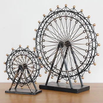 

New Creative Home Crafts Nordic Style Retro Iron Ferris Wheel Model Office Ornaments Gift Home Living Room Study Room Decoration
