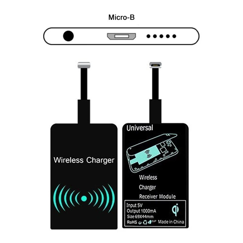 Micro -B Универсальный все микро-usb для устройств на аndroid type-c мобильный телефон зарядный патч панель Qi Беспроводное зарядное устройство приемник Usb беспроводной зарядный приемник - Тип штекера: Micro -B