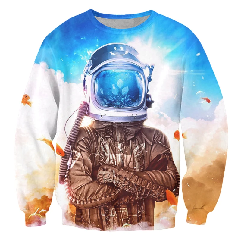 

IFPD EU Size Mens Sweatshirts 3D Space Galaxy Astronaut Printed Long Sleeve Shirt Men Women Hip Hop Streetwear Casual Pullover