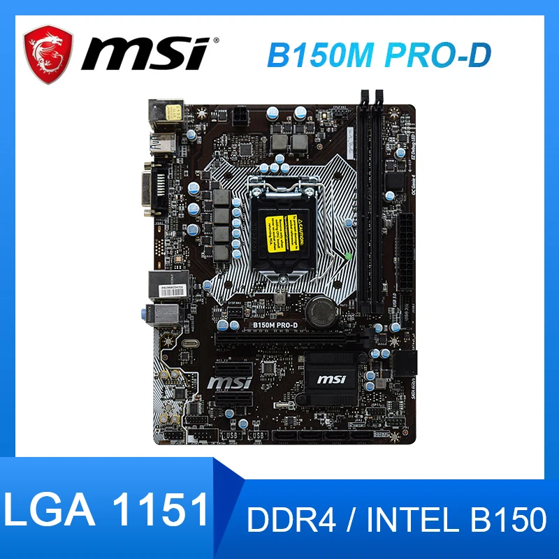 Материнская плата MSI B150M PRO-D B150 LGA 1151 DDR4 USB 2 0 SATAIII 3 1 Micro-ATX для 6-го поколения Intel Core