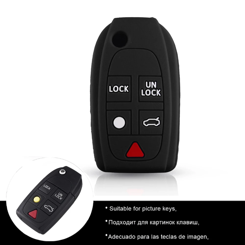 KEYYOU 30 шт. для Volvo S40 XC90 S80 XC70 S60 V70 D05 силиконовый дистанционный корпус выкидного ключа крышка Fob оболочки держатель кожи 5 кнопок без ключа