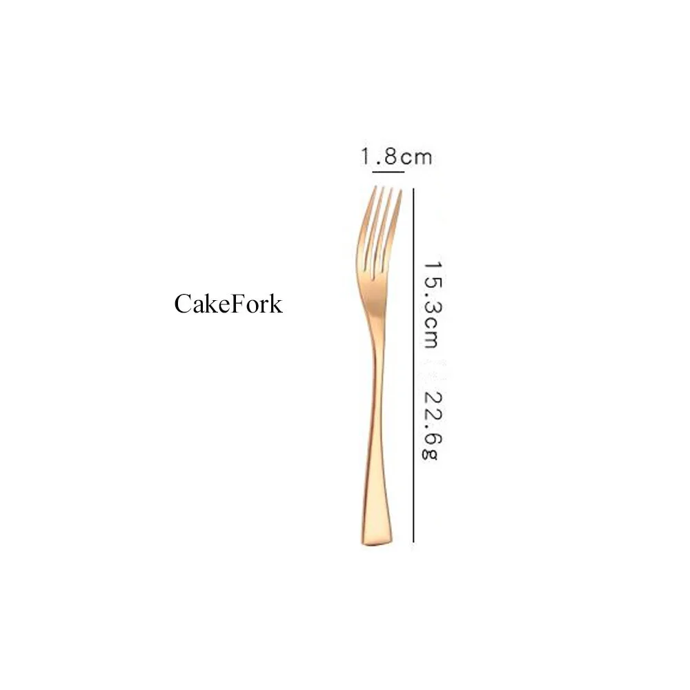 Cake Fork Розовое золото из нержавеющей стали столовая вилка медный нож, ложки Десертные Вилки столовые приборы набор посуды для вечерние свадебные - Цвет: Cake Fork