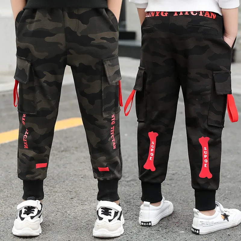 

2019 Korean-style Crawler BOY'S Autumn New Products Pants Big Boy Children Bone Elasticity Camouflage Trousers Fashion Childrens