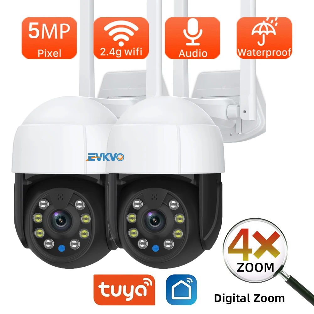 Умная PTZ Wi-Fi камера 5MP Tuya с автоматическим отслеживанием уличная IP-камера