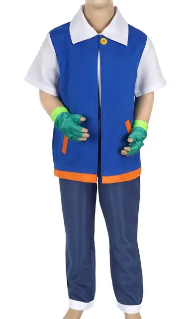 Calssic Anime Pokemon Costumes Ash Ketchum children Cosplay Performing clothes halloween Suit