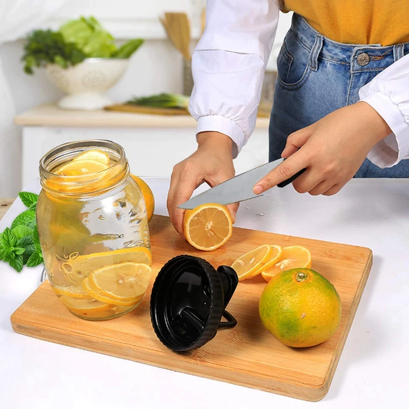 Mason Jar Lids- 4 Pack Canning Lids Flip Cap Lids with Leak-Proof Seal Storage Caps with Easy Pour Spout for Wide Mouth Mason J