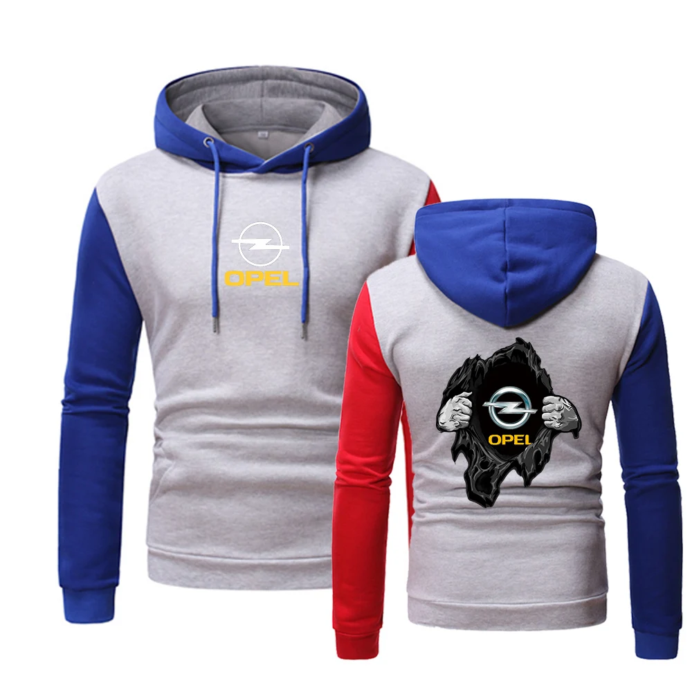 

Autumn New OPEL Logo Comfortable College Men Movement Hoodies Printing Spring Patchwork Tops Popular Hooded Clothing