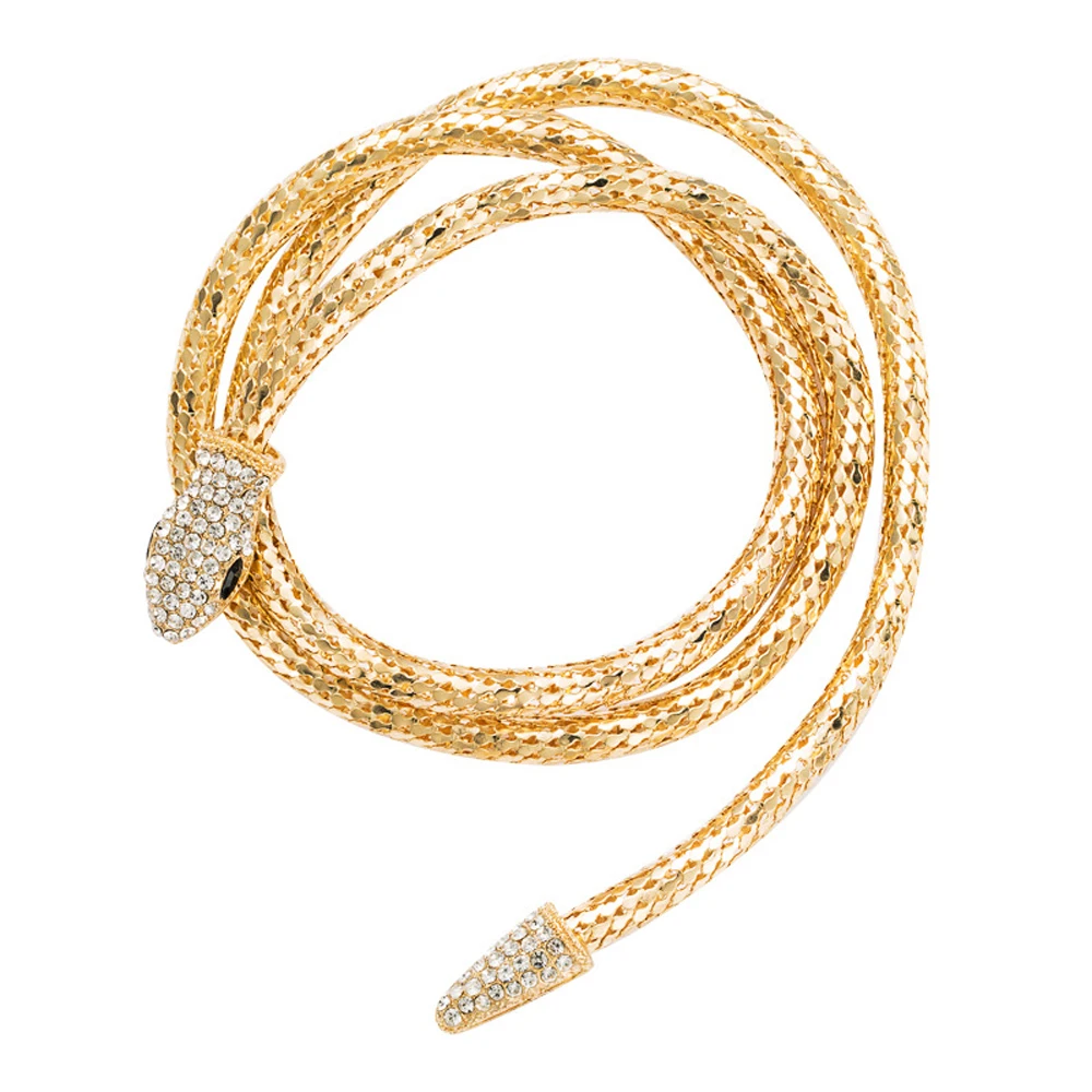 Exaggerated Creative Snake Hollow Winding Neck Chain Choker Necklace For Women Alloy Rhinestones Trend Hip Hop Rock Punk Jewelry |