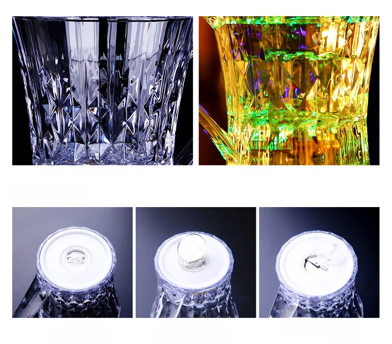 Creative LED Diamond Cup Light-emitting Glass Water Sensing Colored Cup into the Water That Bright Luminous Cup Halloween Wholes