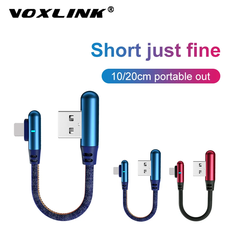 Cable USB corto portátil para iphone 6 iphone 6 de línea de carga de 0,25 m 0,09 m 1m de carga rápida de 90 grados para el banco de potencia cargador de cable mini