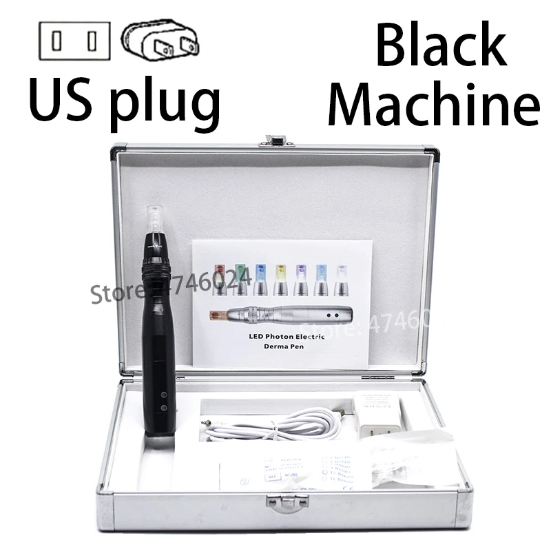 US Black Machine 2 7 цветов светодиодный светильник микроиглы ручка BB крем машина ручка для BB крем ампулы стартовый набор BB крем основа для красоты салон космети - Цвет: US Black Machine 2
