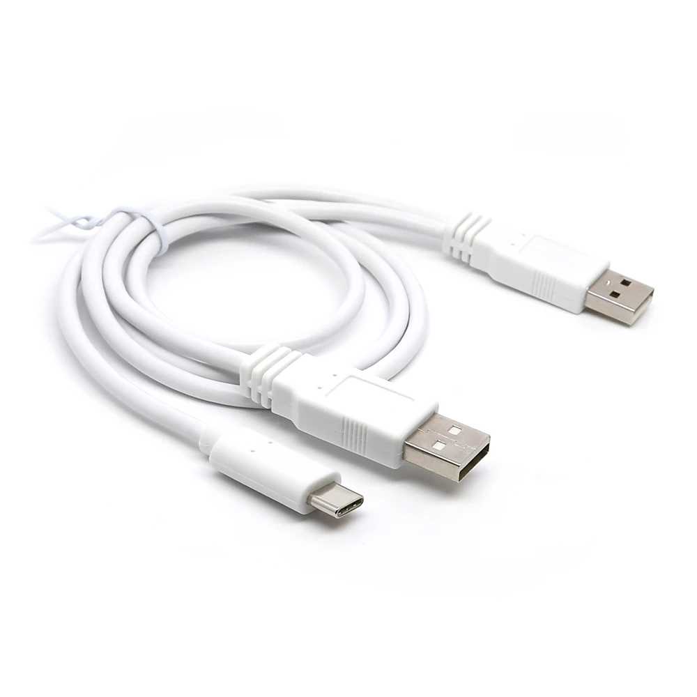 Белый USB 3,1 Тип C кабель USB-C двойной USB2.0 A входящий штекер Экстра Мощность данных Y кабель 60 см для сотового телефона и жесткого диска