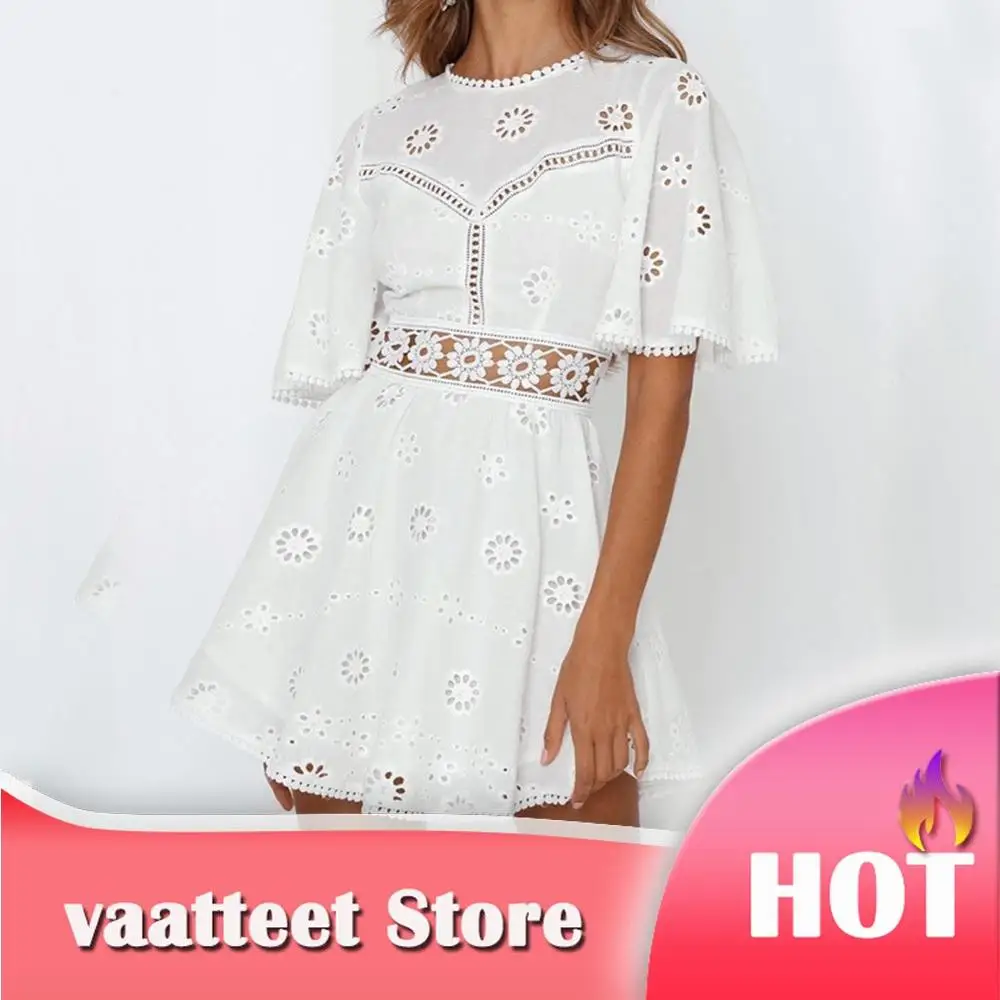 Женское Кружевное облегающее коктейльное платье с коротким рукавом для