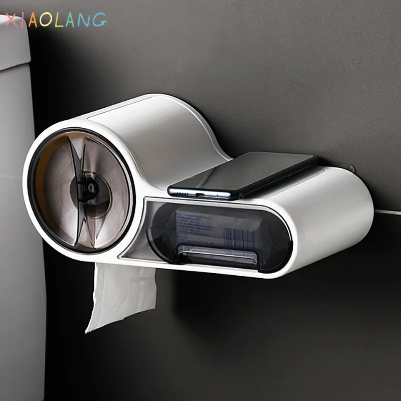 

Baffect Bathroom Toilet Paper Holder Paper Tissue Box Plastic Toilet Dispenser Wall Mounted Roll Paper Storage Box Free Punching