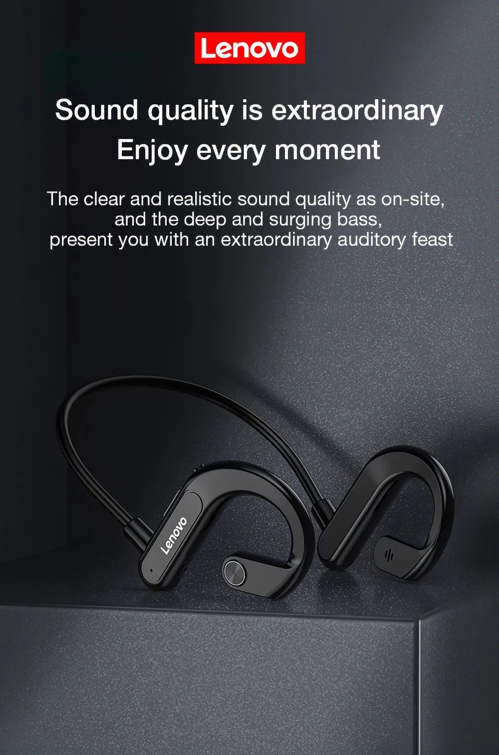 Lenovo X3 Bone Conduction Bluetooth Headphones Sport Running Headset Waterproof Wireless Earphone With Mic for Cycling Driving