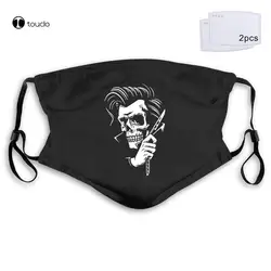 ROCKABILLY TATTOO HIPSTER BARBER STYLE SKULL Face Mask Filter Pocket Cloth Reusable Washable