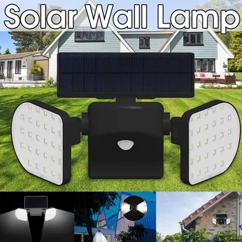 

56 LED Solar Light Dual Head Solar Lamp PIR Motion Sensor Spotlight IP65 Waterproof Outdoor Garden Wall Adjustable Angle Lights