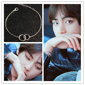 

kpop Kim Tae Hyung Bracelet Simple Double Circles Bracelet for Women Men Korean Jewelry bangtan boys Gift for boys Couple