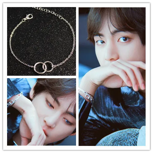 Браслет kpop Kim Tae Hyung простой двойной браслет с кругами для женщин и мужчин