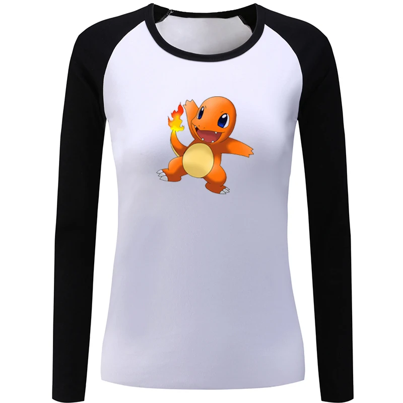 Pokemon Charizard Bulbasaur Пикачу Сквиртл женская футболка с длинным рукавом и принтом графическая футболка хлопковые футболки подарок - Цвет: YaSCB043C