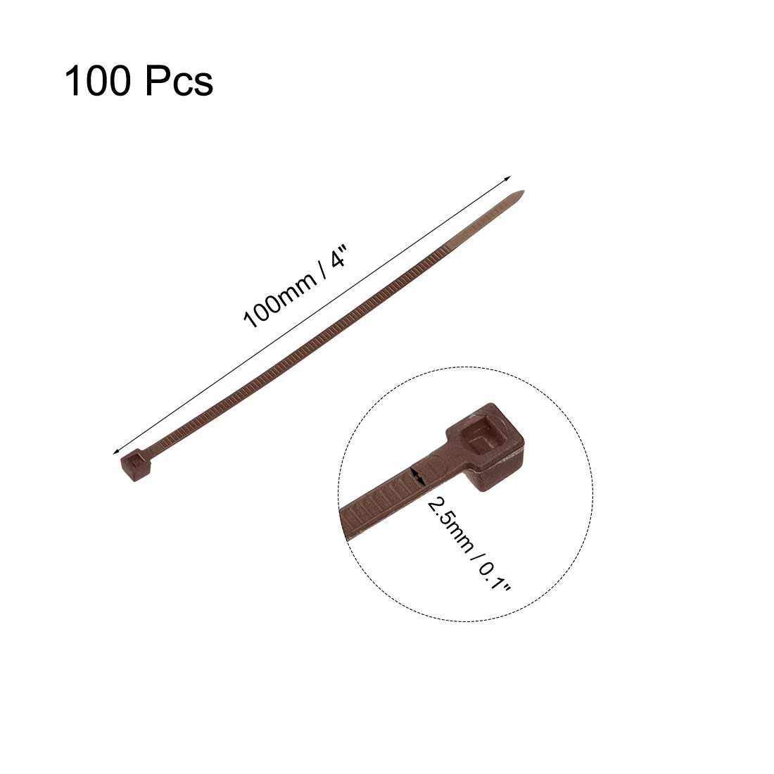Nylon Cable Ties uxcell 100pcs 100mmx2.5mm Self-Locking Single-use Flexible