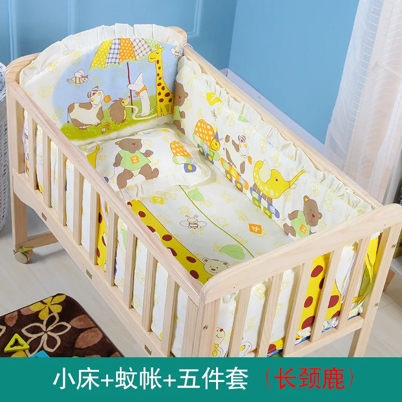 Co-Sleeping Cribs rock swing solid wood unpainted eco-friendly baby bed bed rocking bed push bed variable desk baby cradle bed - Цвет: small bed