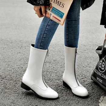 

Sgesvier 2019 Slip On Elastic Band Rubber Boots Winter Arrival Ankle Chelsea Boots Women Shoe Autumn Square Heel Female Footwear