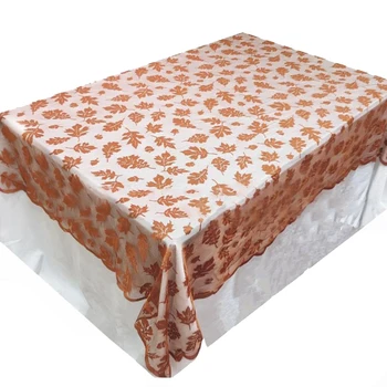 

Maple Leaves Tablecloth Rectangle Lace Table Cover Thanksgiving Decoration for Harvest Festival Party Dinner (Large)