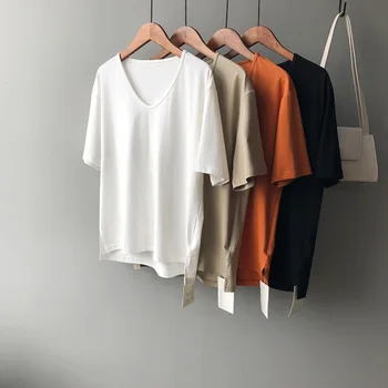 

2020 Summer T Shirt Women New Short-sleeved Female Solid Color V-neck T-shirt Female Was Thin Korean Shirt