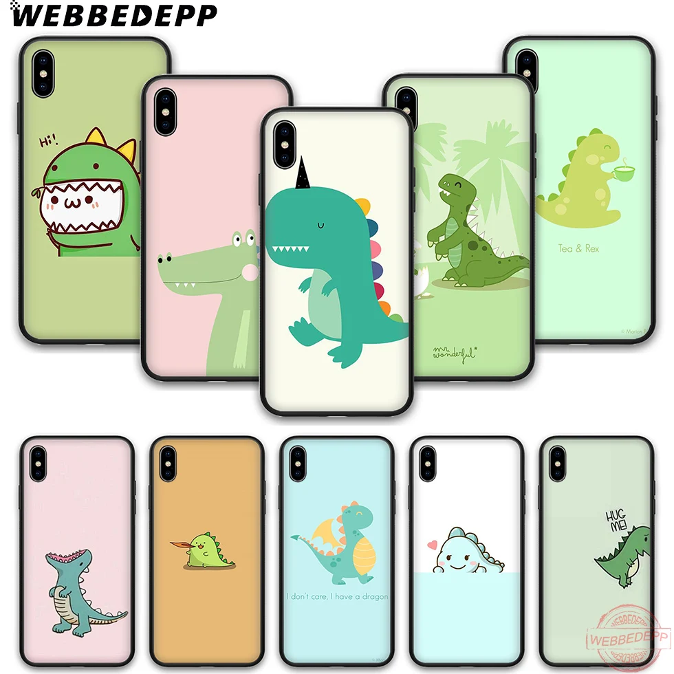 WEBBEDEPP милый динозавр Мягкий Силиконовый ТПУ чехол для телефона iPhone 5 6 7 8 Plus X XS XR Max