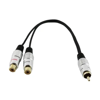 

1x Gold Plated RCA Phono Male to Dual RCA Female Jack M/F Y Splitter Audio Video Adapter Cable Metal Aluminum Shell 25cm