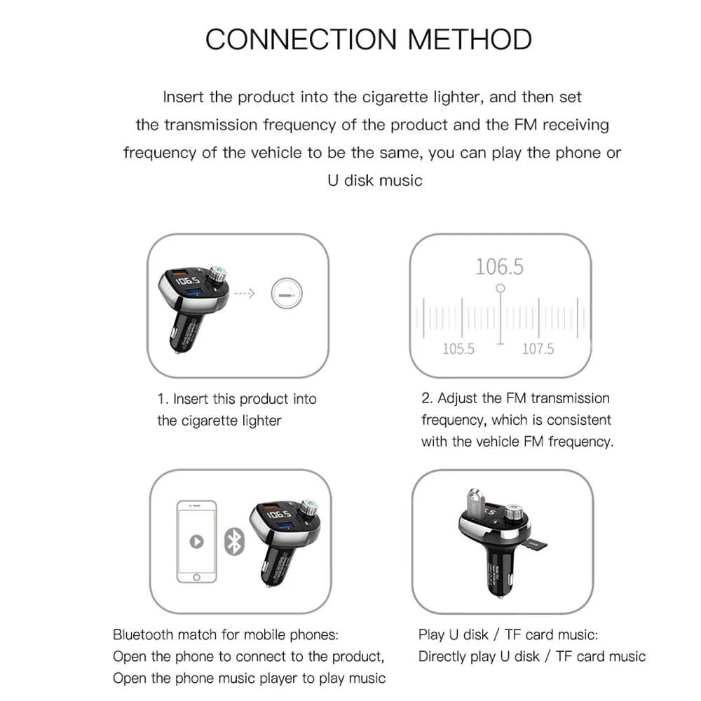 Автомобильный Bluetooth Handsfree автомобильный комплект fm-передатчик модулятор беспроводной MP3-плеер QC 3,0 Автомобильное USB зарядное устройство