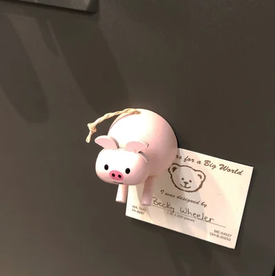 pig 3D стерео милые маленькие животные моделирование деревянные магниты на холодильник наклейки для записей панда лягушка кошка свинья фото паста - Цвет: pig