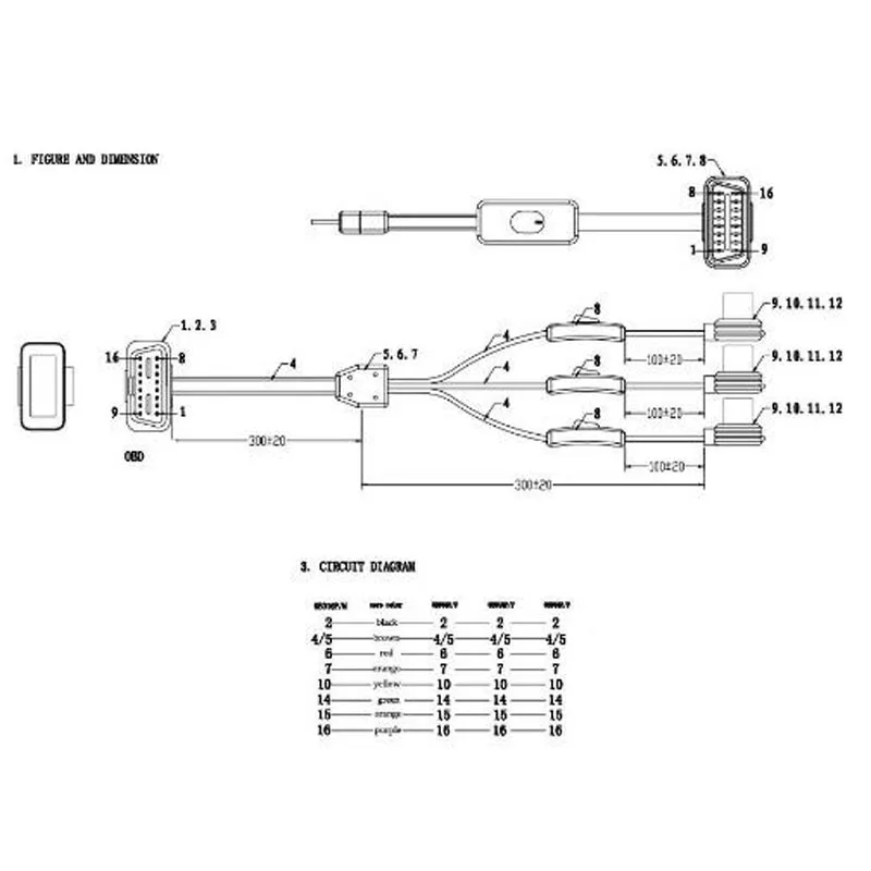Новинка 16 Pin OBD2 1 до 3 провода M до 3F плоский 16 Pin удлинитель OBD 2 OBD OBDII OBD-II соединительный кабель Код диагностический инструмент